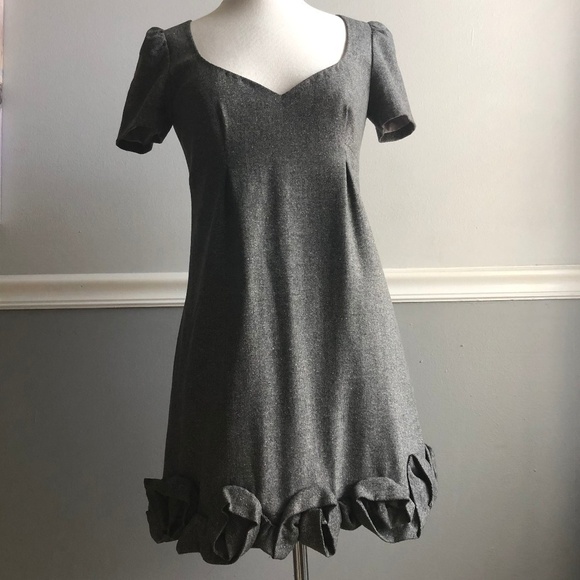 Rebecca Taylor Gray Wool Tweed Rosette Hem Dress 2 - Picture 1 of 8